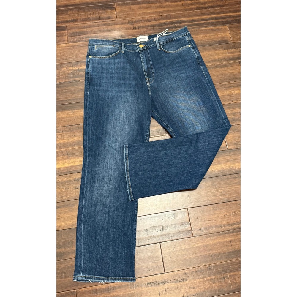 FRAME Le High Straight Jeans Dark Wash Indigo Denim Size 34